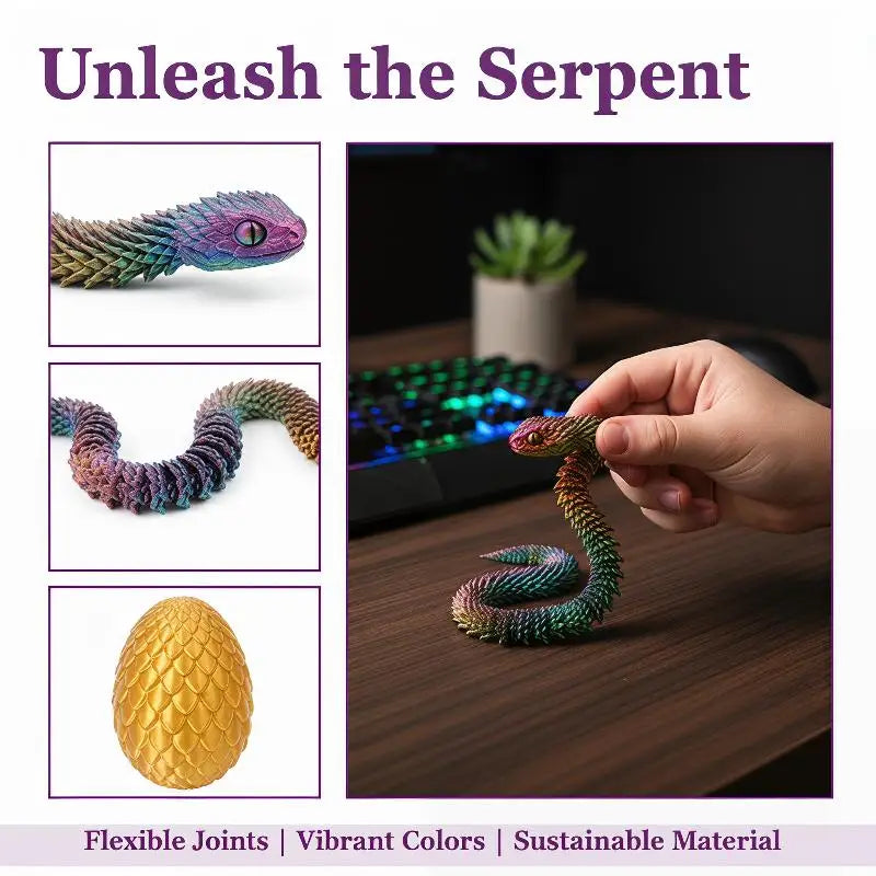 3D Printed Snake Egg Mobility Simulate Ornament Cool Funny Figurine