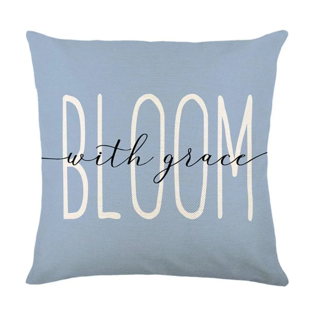 Skin-Friendly Hydrangea Cushion Cover Flower Printed Linen Throw Pillow Cover Soft with Zipper Floral Pillow Cover Home Decor Vue Style D