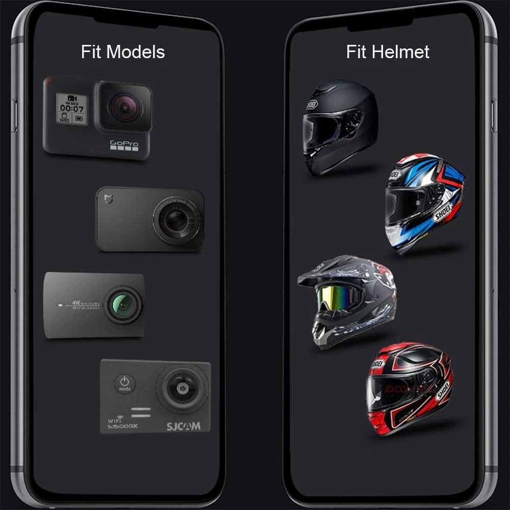 Helmet Strap Mount For Gopro Hero 12 11 10 9 8 7 6 5 4 3 Motorcycle Yi Action Sports Camera Mount Full Face Holder Accessories Vue
