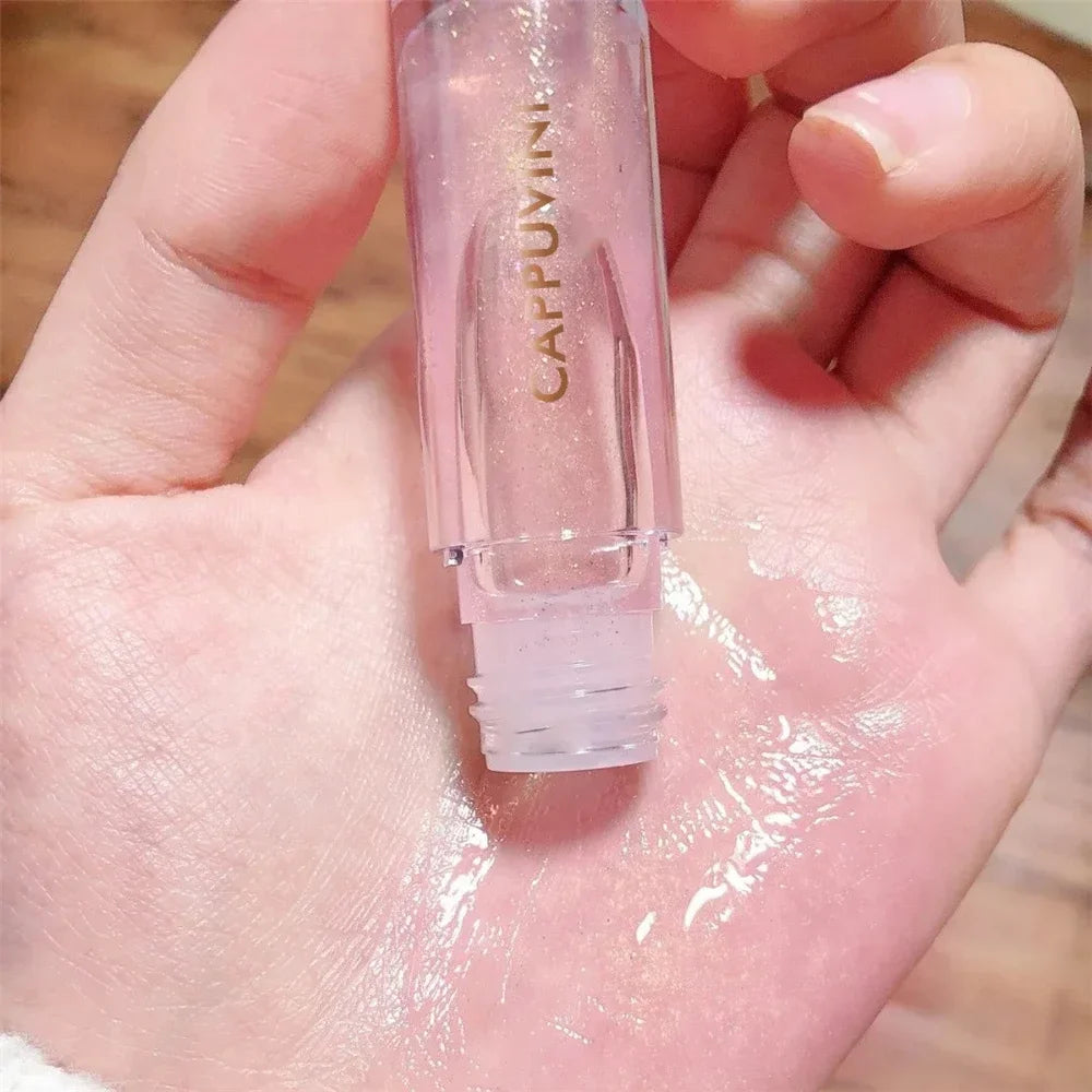 Transparent Crystal Jelly Lipgloss Shiny Clear Mirror Moisturizing Lip Balm Glitter Liquid Lipstick Lip Oil Fruit Taste Lip Tint Vue