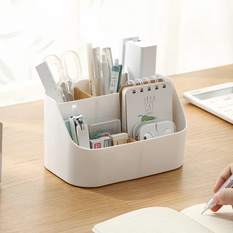 Desk Storage Box Office Supplies Box Makeup Cosmetic Desktop Organizer Plastic Storage Dividing Box for Office Living Room Vue