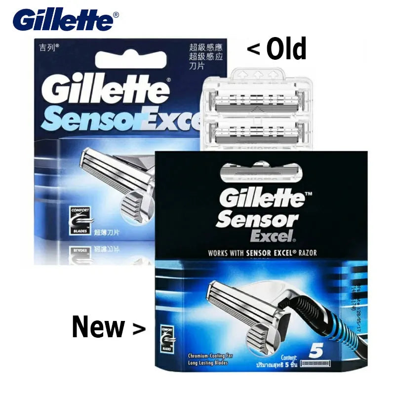 Gillette Sensor Excel Men's Razor Blades Replace Heads Facial Beard Shaving Hair Removal Double Layer Shaver Blade for Vector 3 Vue