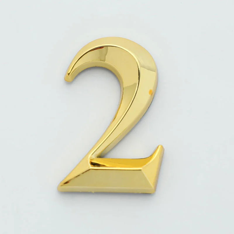 1PCS Gold Address Door Label Number #0-9 ABS Height 5cm Golden Home Sticker Modern House Hotel Apartment Door Plate Vue N2