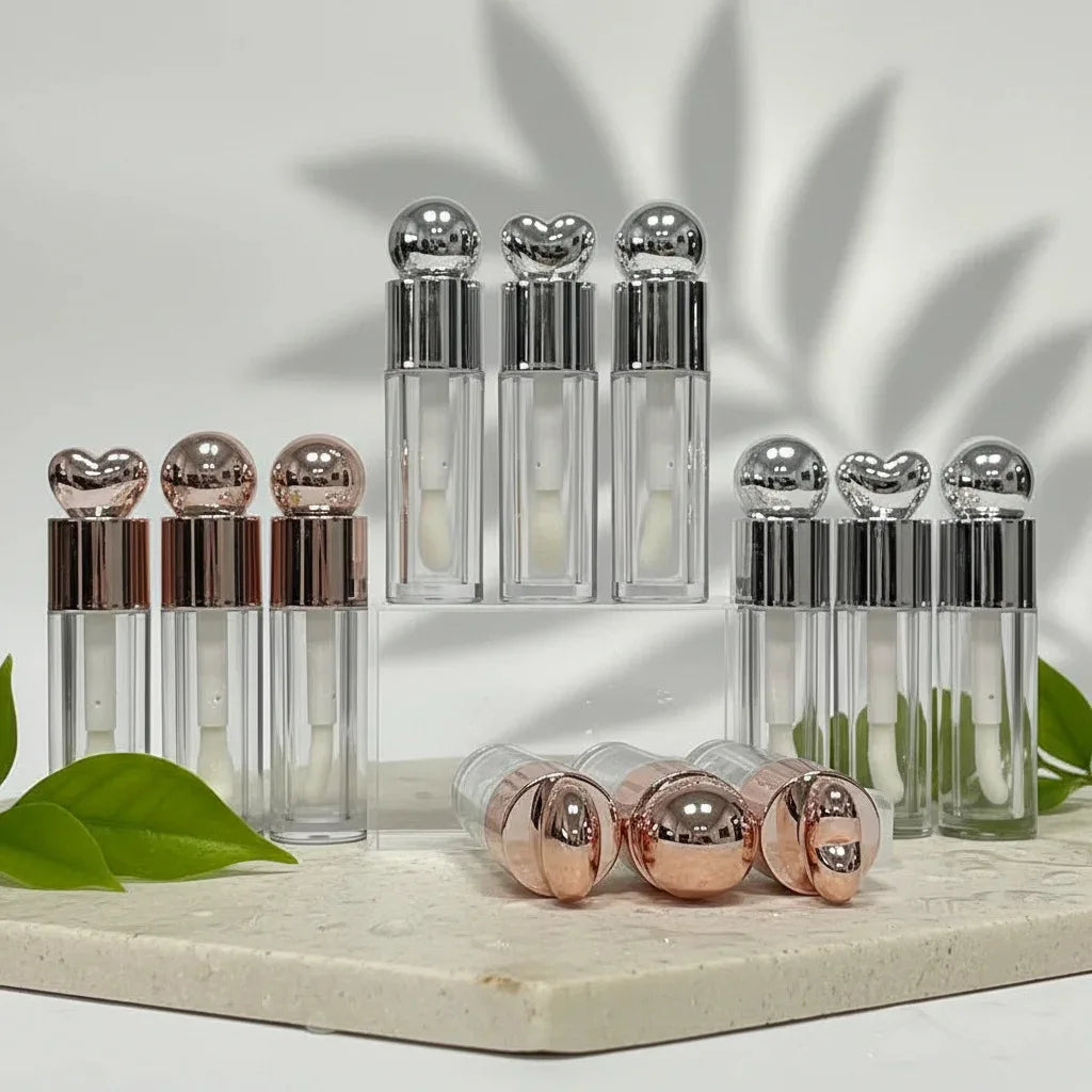 Clear 5ml Plastic Lip Gloss Tube For Packing Lip Gloss With Screw Custom Printing Color Cap Available With Brush Wholesale 50pcs Vue