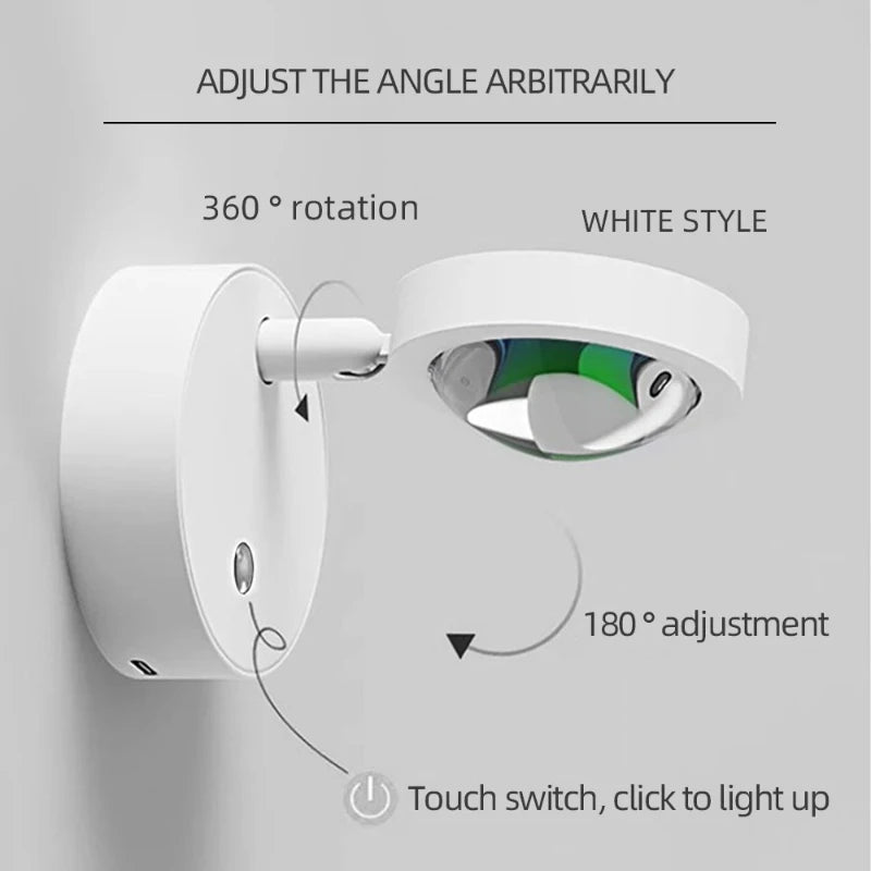 LED Rechargeable Magnetic Sunset Projection Wall Light No Wiring No Punching Hole Rotatable Touch Dimming Sunset Ambient Light Vue