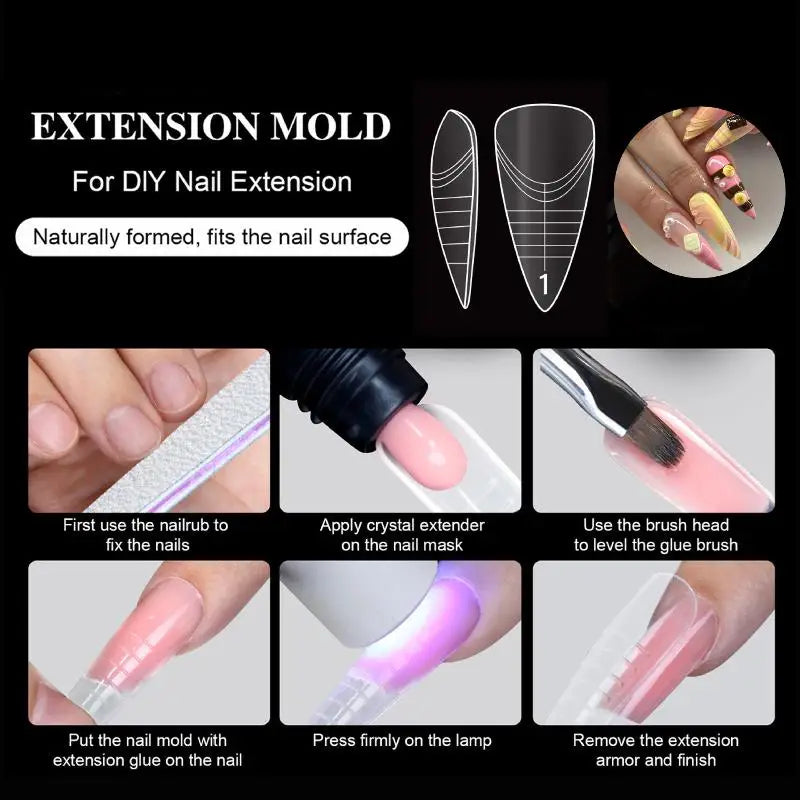 140Pcs Coffin Style Dual Nail Template Kit for Professional Nail Artists Vue