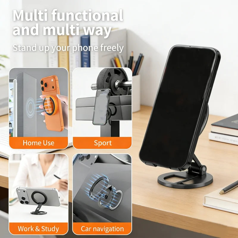 Foldable Double Sided Magnetic Phone Ring Stand 360° Rotatable Photography Bracket Universal Smartphone Grip Vue