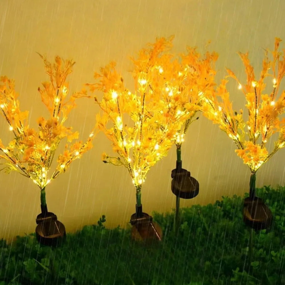 1PC Solar Powered Rapeseed Flower Garden Stake Lights Waterproof LED Pathway Lights for Outdoor Patio Yard Landscape Decor Vue