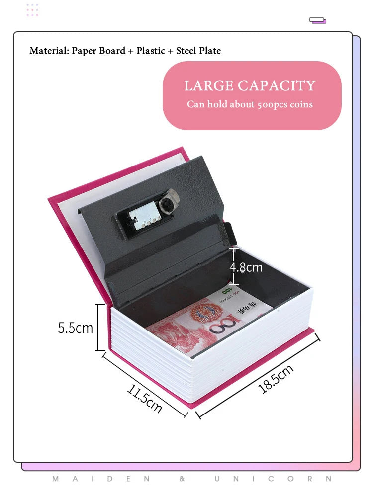 Size S Password Hidden Book Safe Stash Box Combination Lock Diversion Safe Security Home Office Car Travel Money Phone Safes Vue