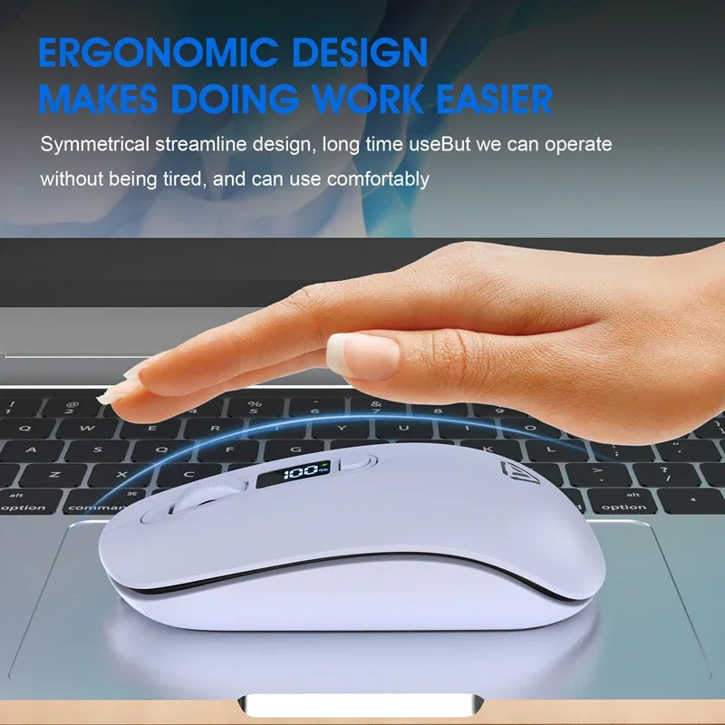 Lenovo Wireless Mouse Bluetooth 2.4G With Smart Display Silent Portable Silent Click Mouse Rechargeable Office Computers Laptops Vue