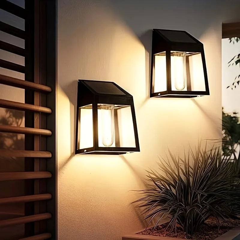1-10PCS Solar Garden Wall Lantern Outdoor Waterproof Tungsten Filament Glow for Courtyard Fence Decorative Exterior Lighting Vue