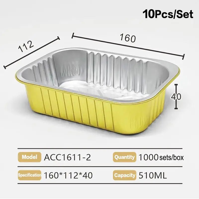 CC11Aluminum Foil Lunch Box Gold Sealed Disposable Takeaway Packaging Vue A3