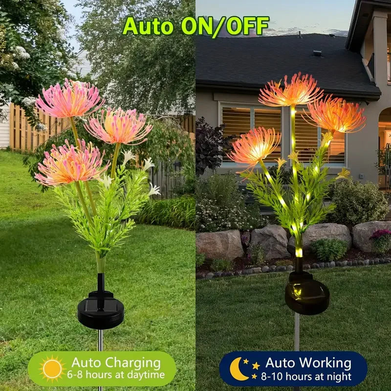 Solar Garden Lights Solar Flowers Lights with Glowing Flowers Solar Panel, Solar Lights Outdoor for Garden Decoration Yard Vue