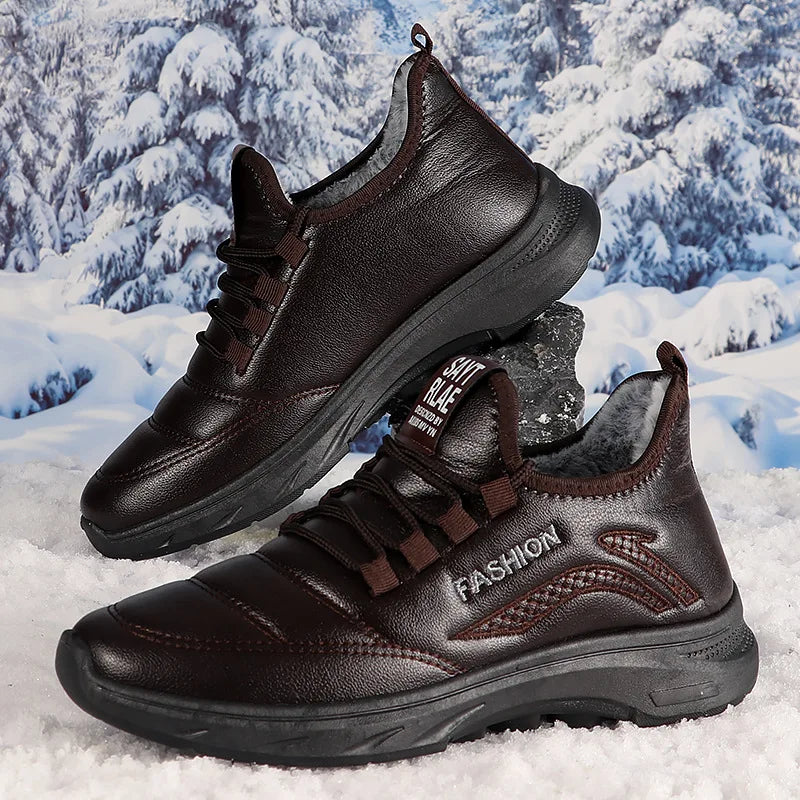 Men's Winter Snow Boots Thickened Plush Lace-Up | Sizes 39-47 Men's Snow Boots Vue JYX-M807-coffee 40