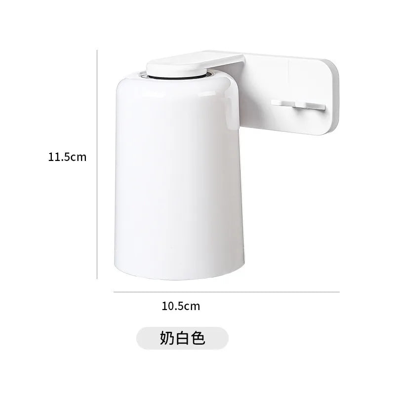Magnetic Suction Toothbrush Cup Holder Wall Mounted No Drilling Toothbrush Storage Rack Bathroom Accessories Vue White