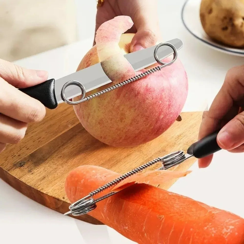 Stainless Steel 2 in 1 Peeler Slicer Quick Slicing Portable Vegetable Fruit Peeler Rustproof Sturdy Handle Scallion Cutter Vue