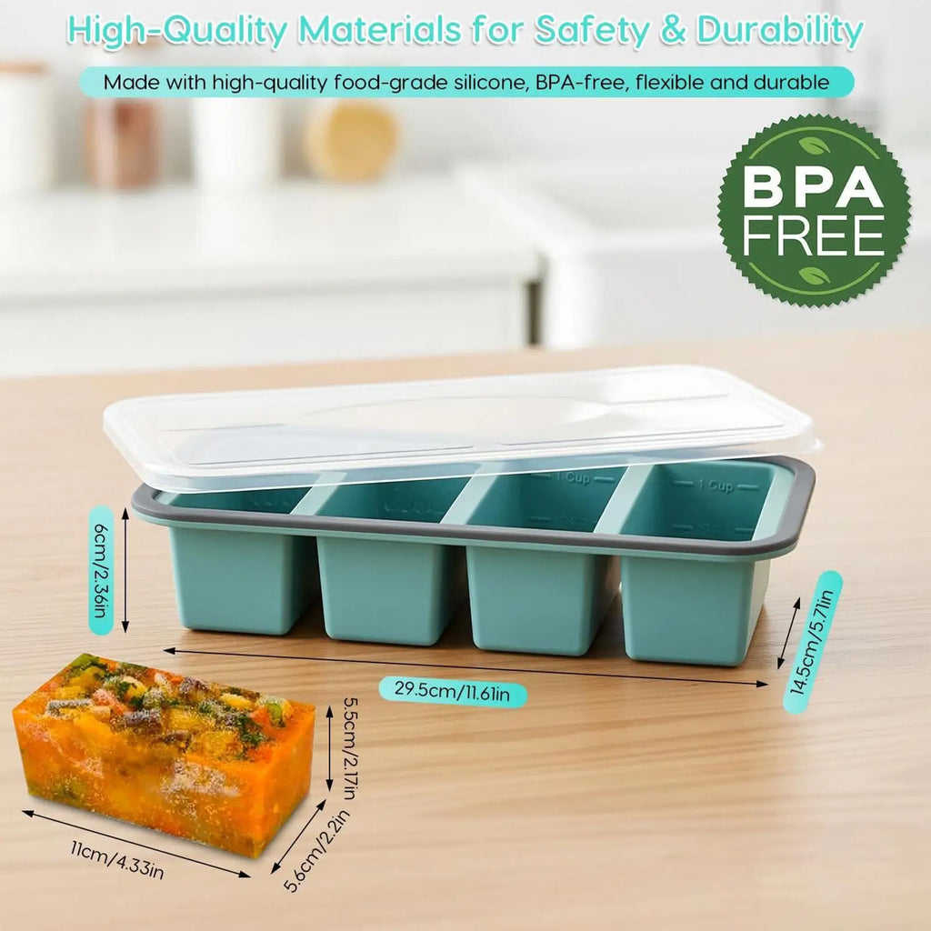 Soup Cubes Freezer Tray with Lid Easy Release Freezing Container Soup Freezer Containers for Sauce Broth Rice Liquid Leftover Vue