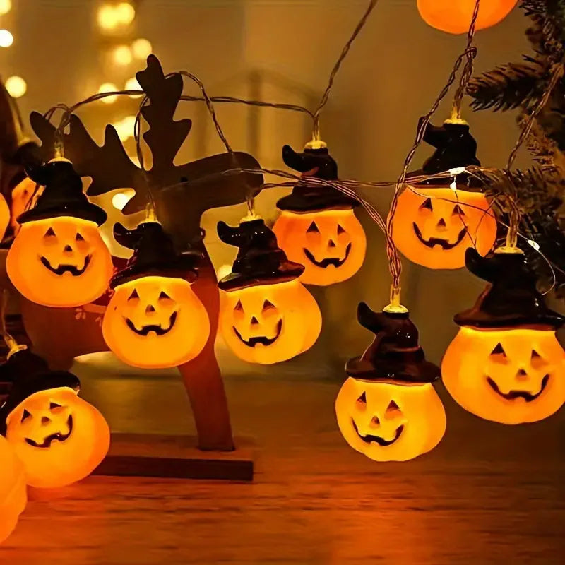 Halloween Pumpkin Hat LED String Lights Indoor Pumpkin Lantern Lights Halloween Home Party Yard Wall Door Decor Lights 822 Vue