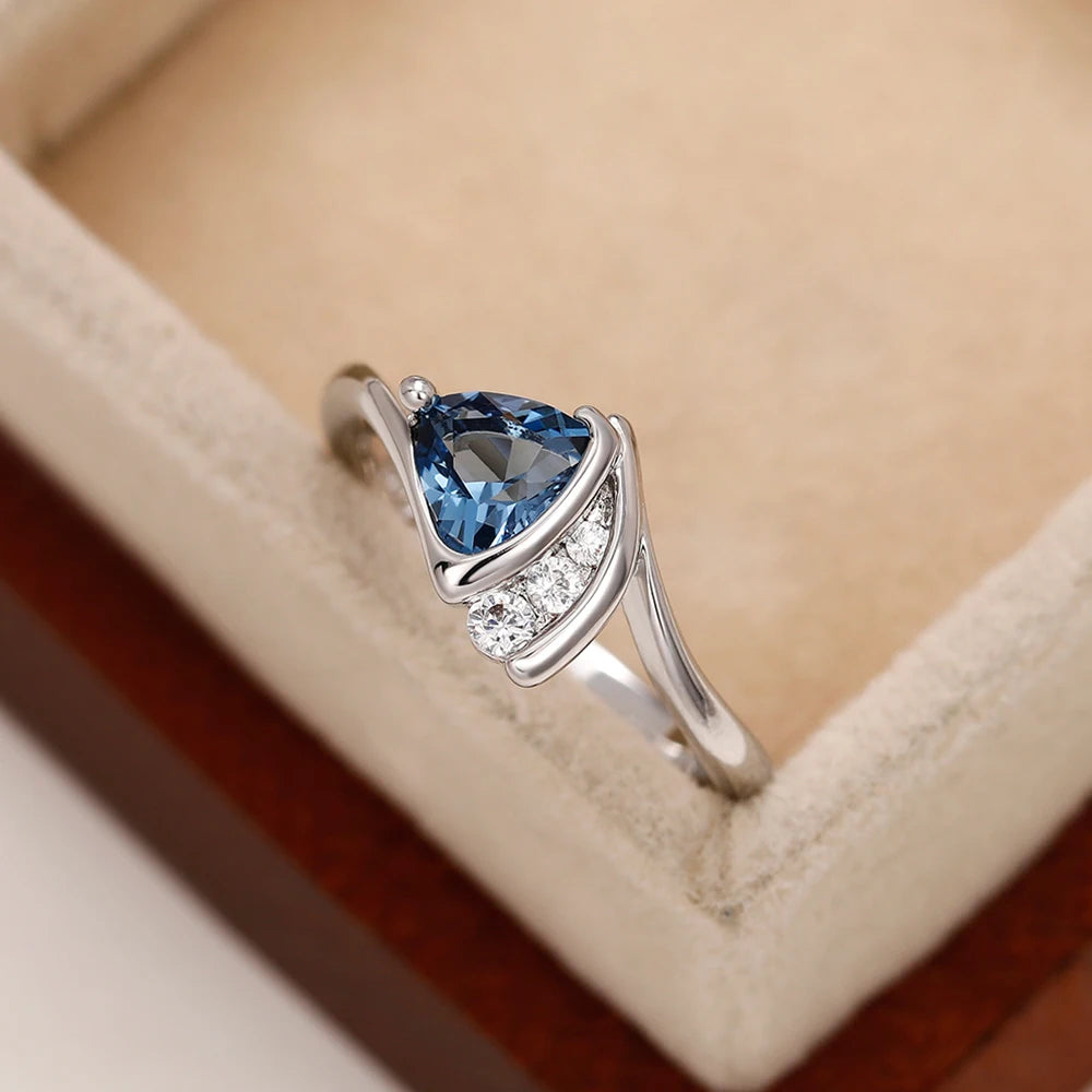 Huitan Cubic Zirconia Geometric Ring for Women | Wedding Band Cubic Zirconia Ring Vue