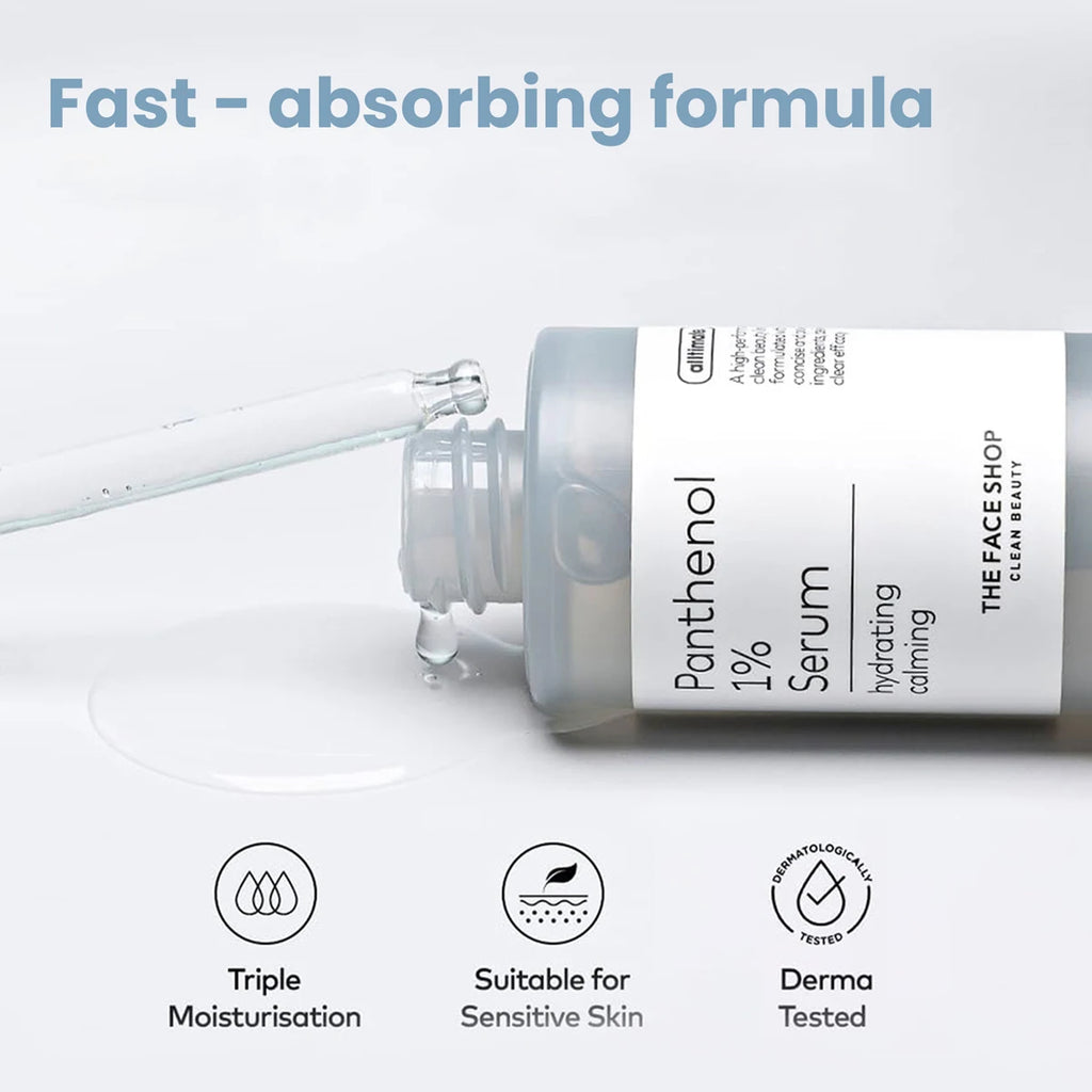 THE FACE SHOP ALLTIMATE PANTHENOL 1% SERUM,Strengthens Skin Barrier,Emergency Soothing,Korean Skincare,K-Beauty,Korean Makeup Vue