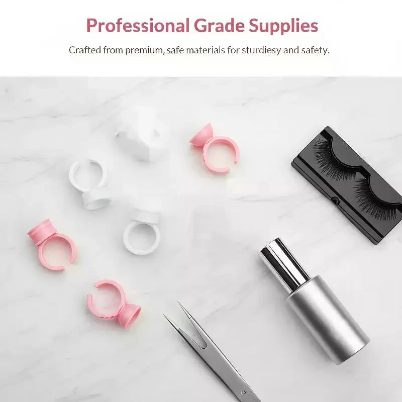 100PCS Disposable Plastic Makeup Pigment Rings Tattoo Glue Holder for Nail Art Eyelash Extension Vue