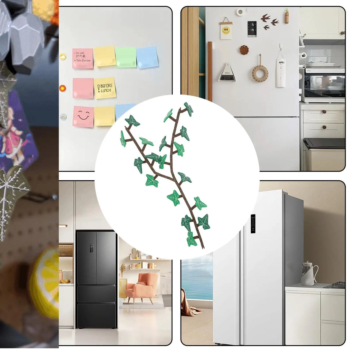 6/18 leaves Magnets for Fridge Magnetic Refrigerator Stickers Plant Decorations Climbing Ivy Fridge Magnets Home Decor Kitchen Vue