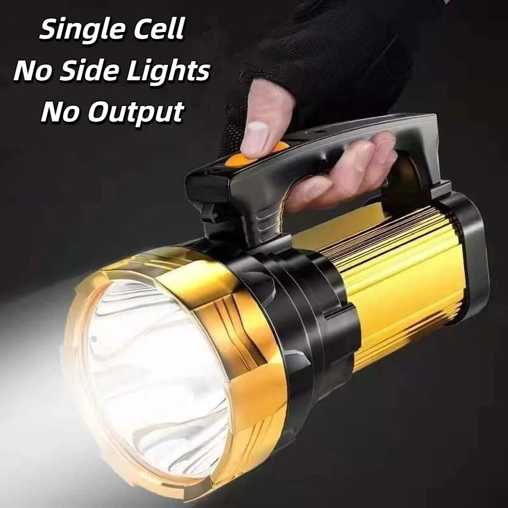 Anti-splash Water Camping Searchlight with Side Lights USB Rechargeable Powerful Handheld Lantern LED Bright Portable Mine Light Vue Style 3