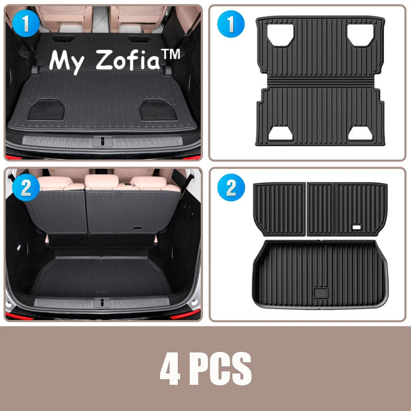For Xpeng X9 2024 2025 TPE Trunk Mats All Weather Cargo Liner Mat seat Floor Mats Waterproof Anti-Slip Liner Pads Accessories Vue A