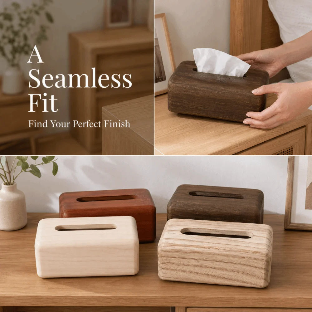 Eco-Friendly Retro Wooden Tissue Box Handmade Waterproof Solid Wood Paper Box Decorative Simple Storage Box Home Decoration Vue