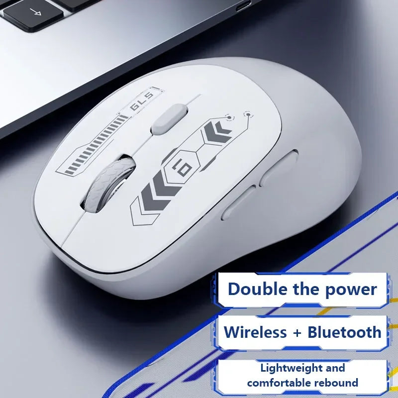 Lenovo 2.4G Wireless Bluetooth Mouse Dual Mode Rechargeable Ergonomic Office Gaming Portable Mice For iPad PC Laptop Mouse Vue White