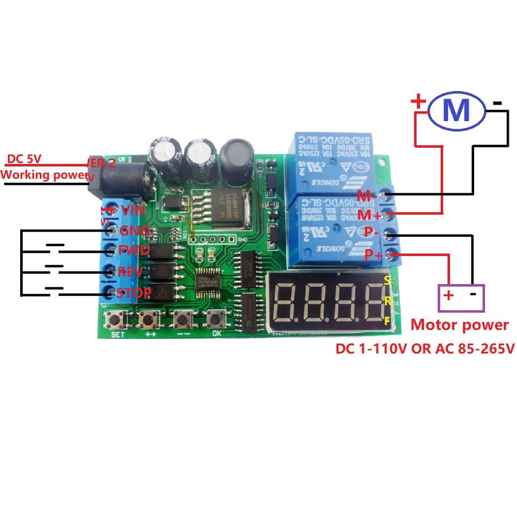DC6.5-25V Cycle Delay Relay Module 0.1s-9999min Adjustable Time Control Switch Multifunctional Motor Forward Reverse Controller Vue