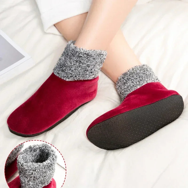 Women Warm Floor Socks Winter Thick Fleece Lined Non Slip High Tube Home Socks Indoor Carpet Style Slipper Socks Vue