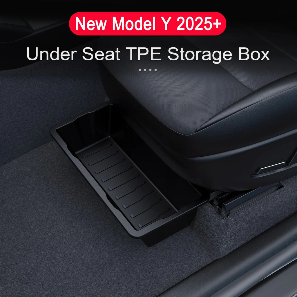 For 2025 New Tesla Model Y Juniper Launch Refresh Under Seat Storage Box Seat Organizer Accessories Underseat Drawer Tray Boxes Vue