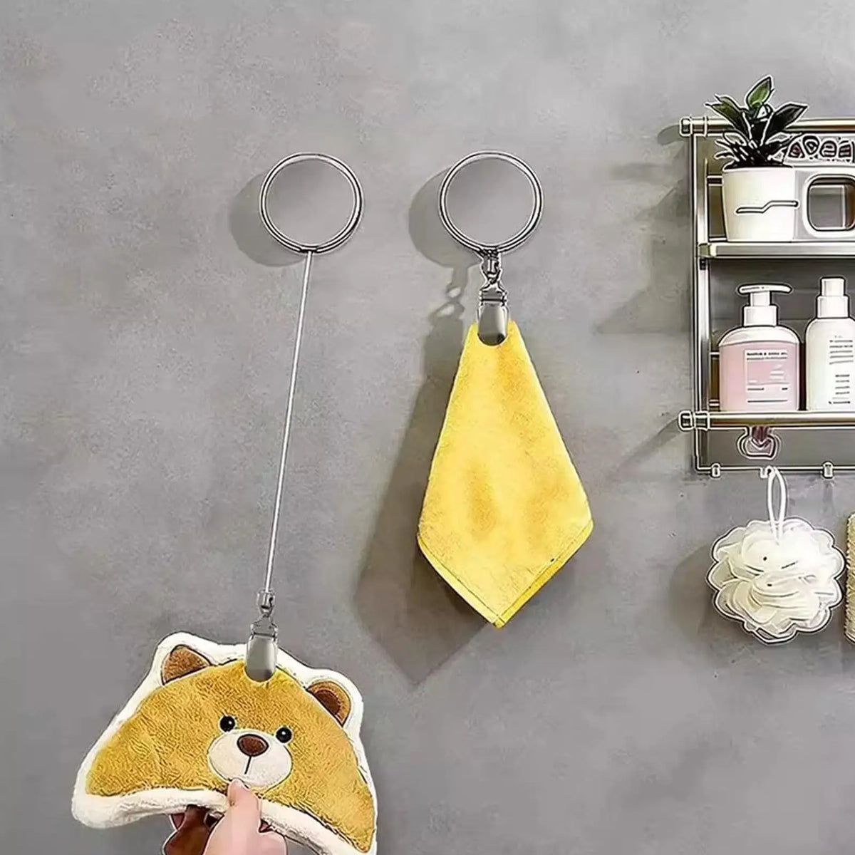 Retractable Self Adhesive Metal Towel Clip Holder Wall Mounted for Kitchen Bathroom RV Apartment Closet No Drilling Removable Vue