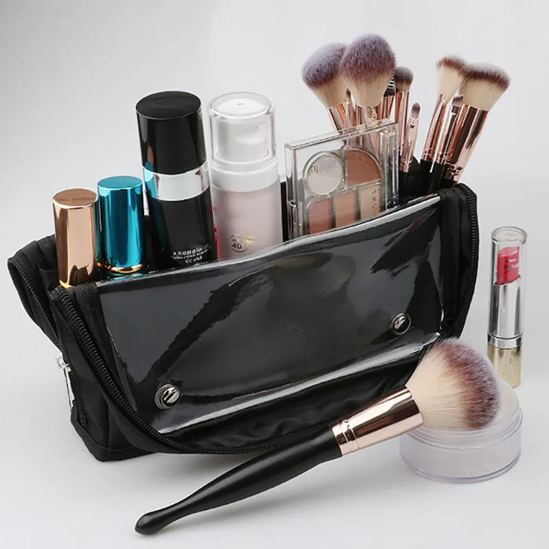 Stand-up Makeup Brushes Storage Bag Foldable Clear Makeup Brush Tools Organizer Large Capacity Cosmetic Tools Bag with Dividers Vue
