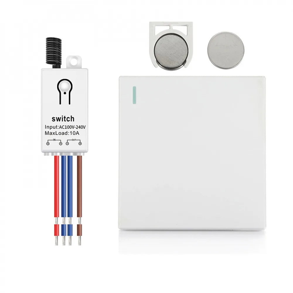AC90V-264V 10A Relay Wireless Remote Control Switch System RF 433Mhz Transmitter On Off for Water Pump Ceiling LED Lamp Motor Vue Type3 White