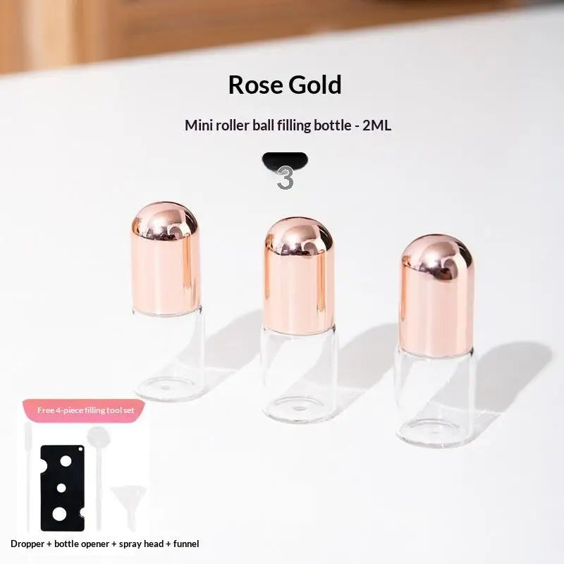 3Pcs 1ml 2ml 3ml 5ml Mini Roller Ball Perfume Bottles Refillable Portable Essential Oil Container Travel Fragrance Sample Vials Vue 2ml 3Pcs