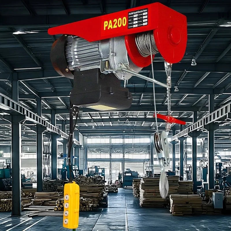 220/661lbs/100/300kg 220V Electric Hoist Portable Lifter Steel Wire Winch for Garage Warehouse Vue