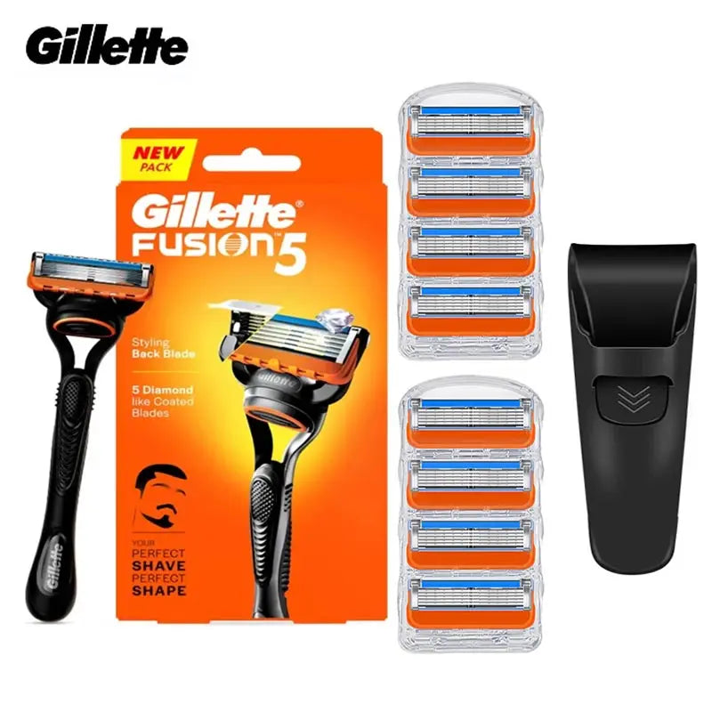 Original Gillette Fusion Razor for Men Face Hair Beard Shaving Manual Shaver Cassettes Replacement Razor Heads 5 Layers Blades Vue