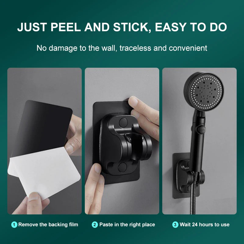 Universal Showerhead Holder Bracket Wall Mounted Punch Free Household Adjustable Shower Self Adhesive Bathroom Accessories Vue