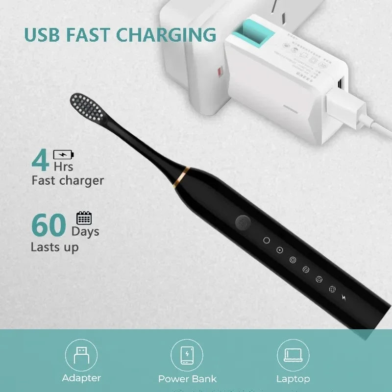 Sonic Electric Toothbrush Adult Smart Timing Tooth Brush Teeth Clean Whitening Fast USB Rechargeable Toothbrush Replacement Head Vue