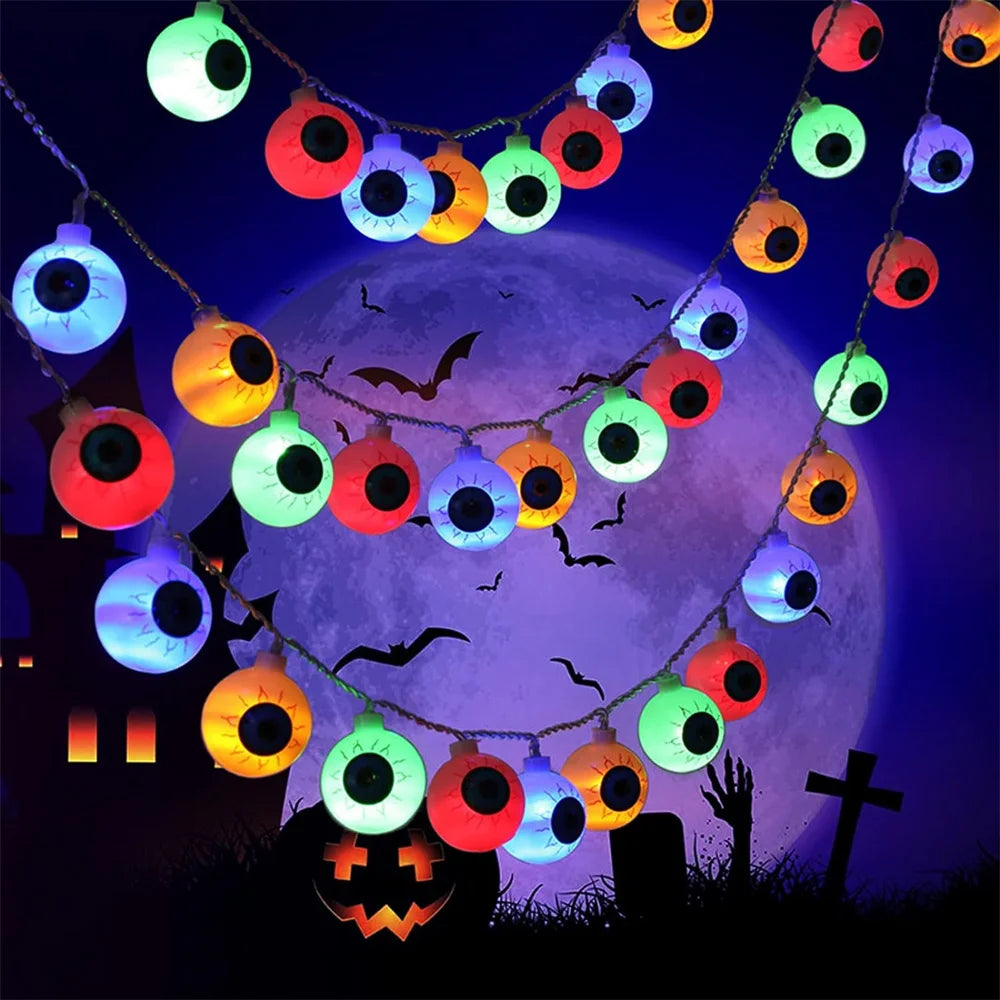 Halloween Eyeball String Lights 40 LEDs Battery Operated Halloween Decoration Lights Indoor Outdoor Halloween Party Decor 639 Vue