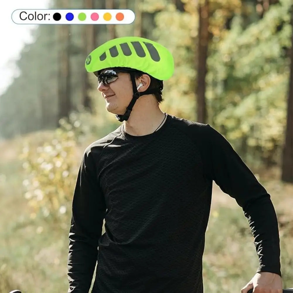 Reflective Strip Bike Helmet Rain Cover High Visibility Windproof Bicycle Helmet Cover Adjustable Waterproof Vue