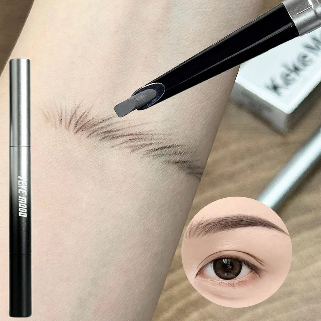 Double Ended Eyebrow Pencil Tea Brown Rotatable Eye Brow Pen Sweatproof Waterproof Smooth Lasting Beauty With Brush Makeup Tool Vue