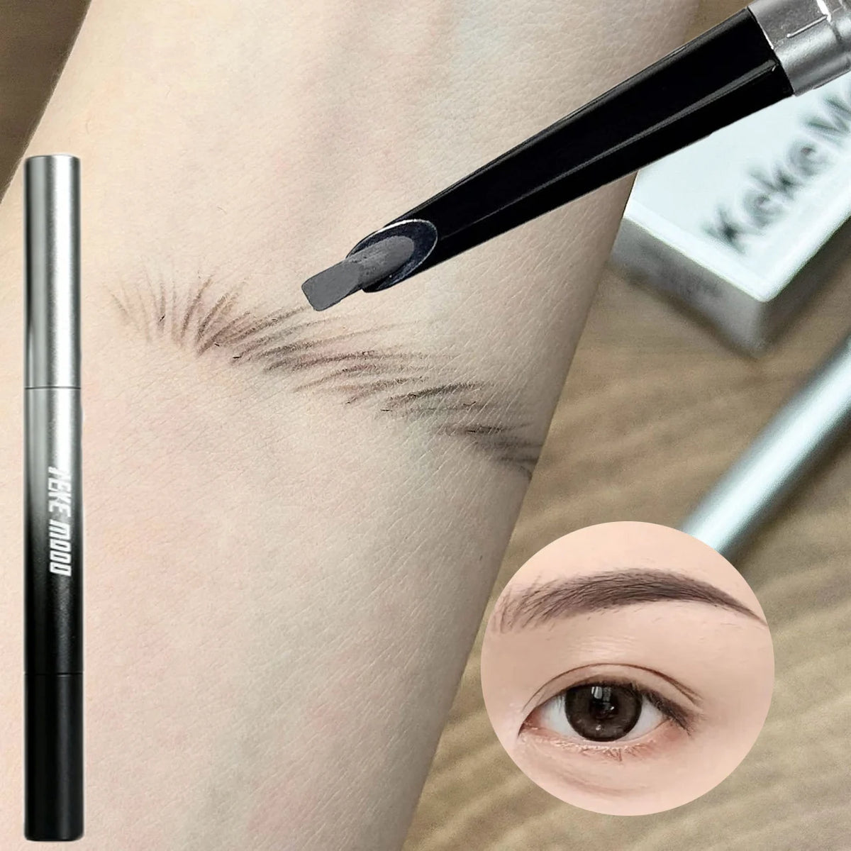 Double Ended Eyebrow Pencil Tea Brown Rotatable Eye Brow Pen Sweatproof Waterproof Smooth Lasting Beauty With Brush Makeup Tool Vue