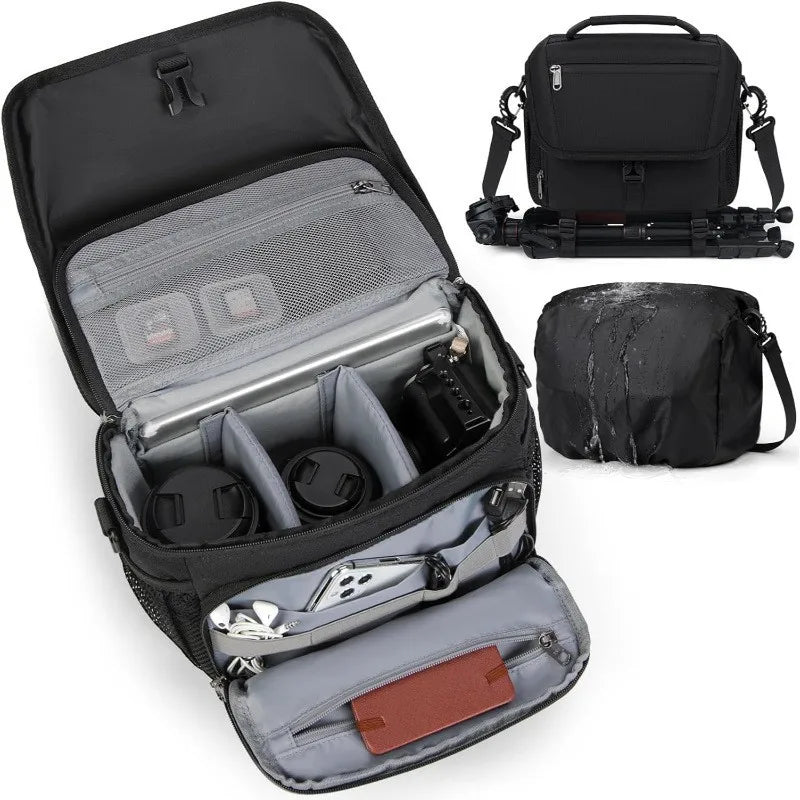 New Product Photographer Small Camera Bag Small Camera Shoulder Bag SLR Camera Shoulder Oblique Span Bag Vue black