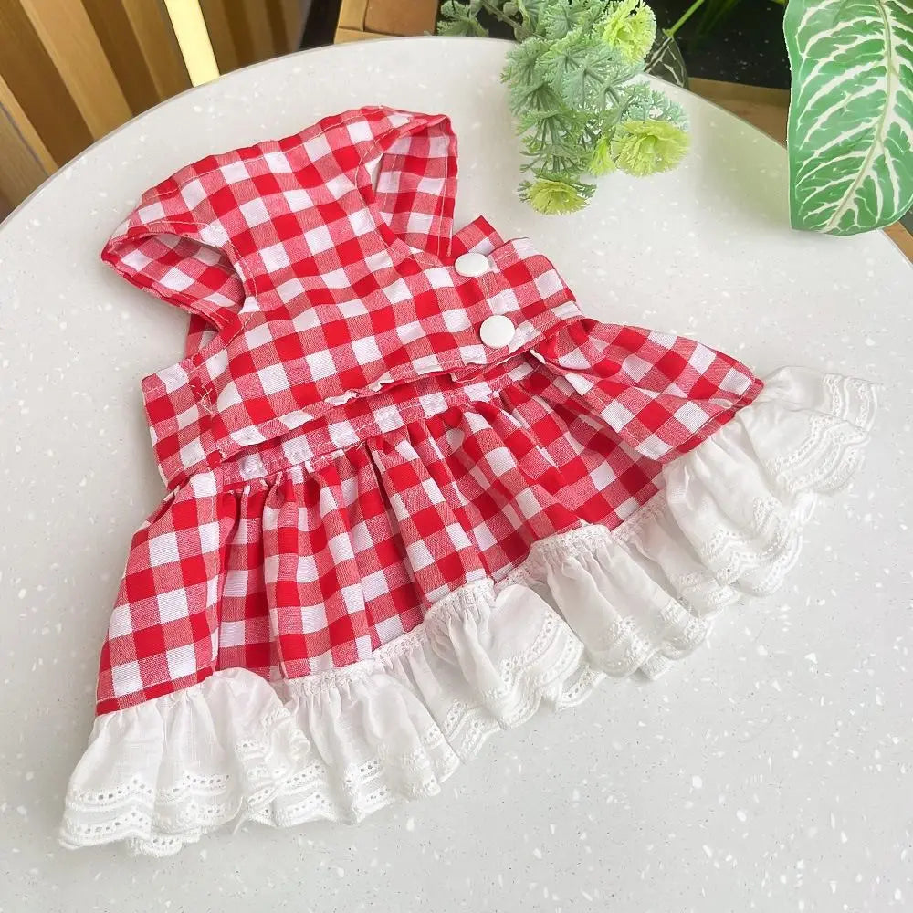 Comfortable Soft Pet Summer Clothes Breathable Thin Design Cat Plaid Skirt Fashion Dog Princess Skirt Small Animal Vue