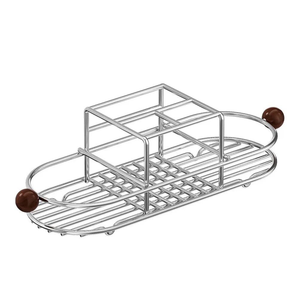 Durable Stainless Steel Toothbrush Holder Waterproof Quick Dry Toothpaste Rack Space Saving Rustproof Mouthwash Cup Rack Kitchen Vue Silver