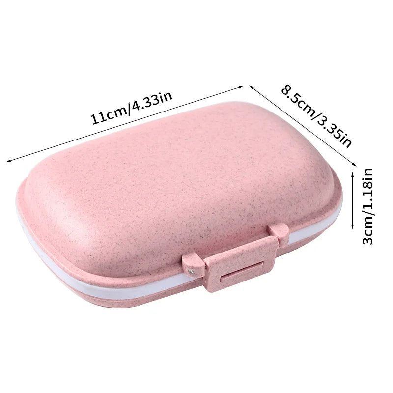 Portable 8-compartment Sealed Pill Box Dustproof and Moisture-proof Pill Storage Box Double-layer Compartment Candy Box with Lid Vue Wheat flour
