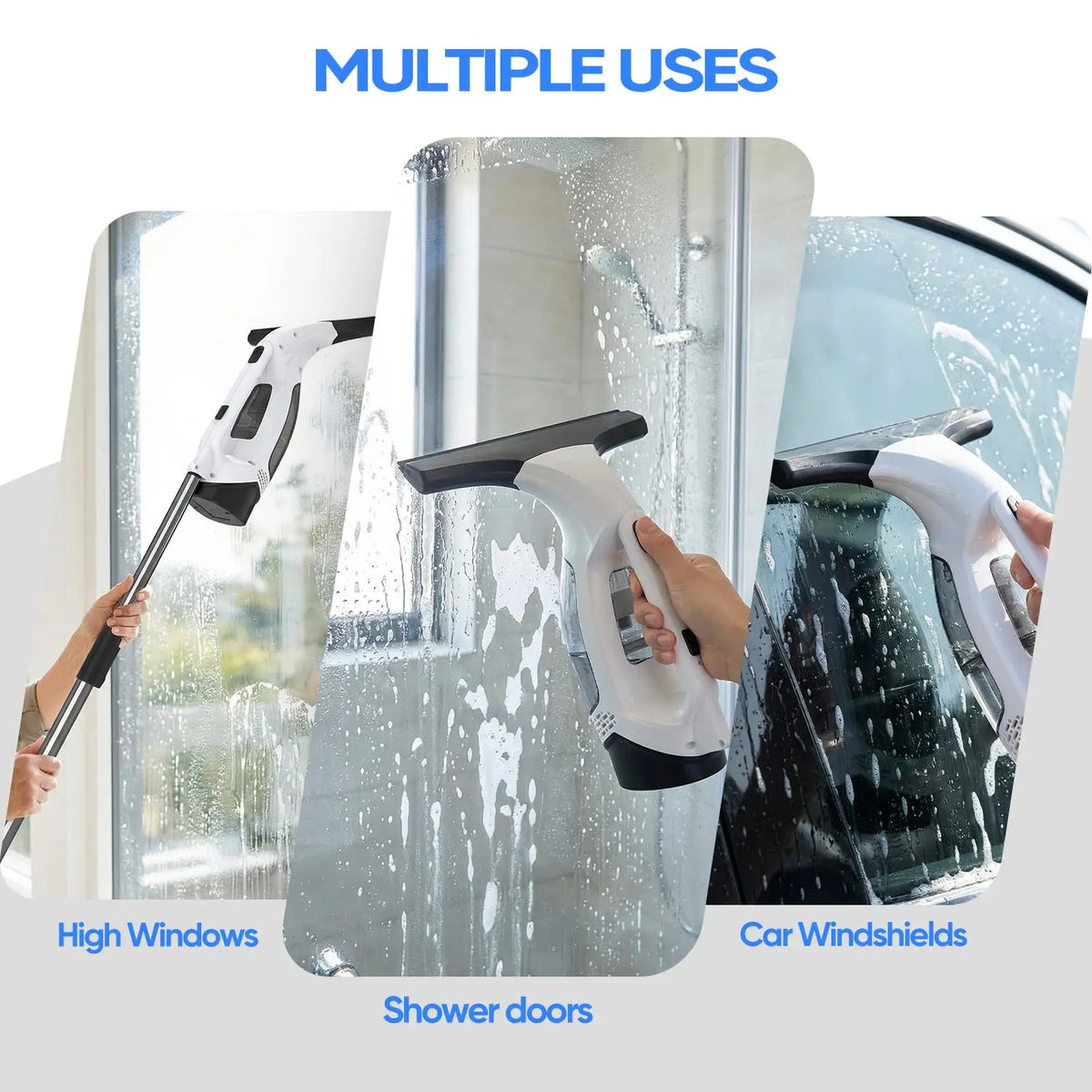 Multifunctional Electric Cordless Window Cleaner Machine White Cordless Rechargeable Automatic Portable Glass Cleaner Tools Vue